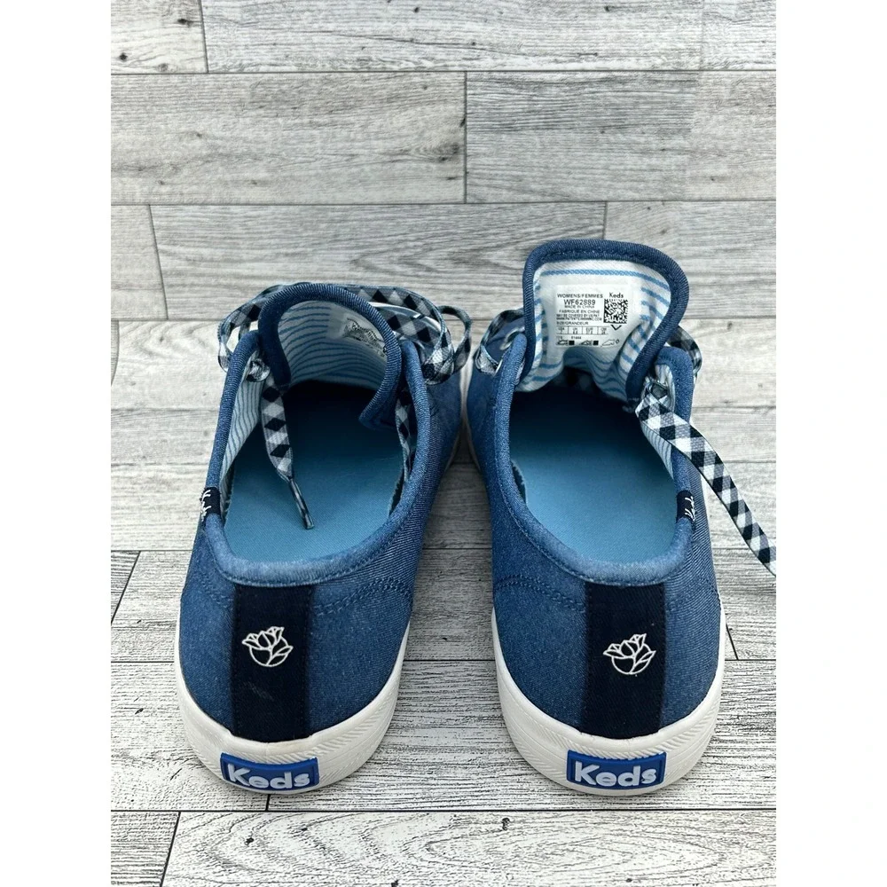 Keds x Draper James Champion Blue Canvas Gingham Sneakers WF62889 Womens 7